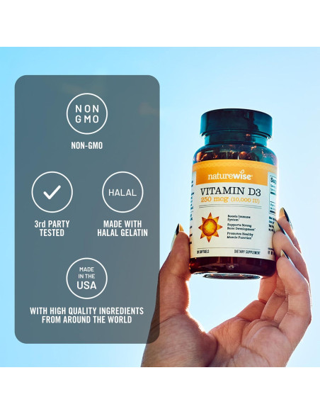 NatureWise Vitamina D3 10,000UI 30 Mini Softgels - Soporte Inmunológico