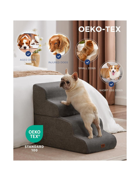 Escalera Curvada para Perros MASSFU 5 Escalones Gris 72.9 cm