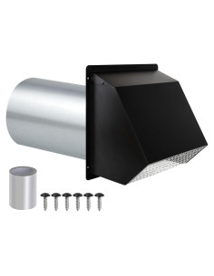 Cubierta de Ventilación de Secadora JYINCPED 3" Negra Acero