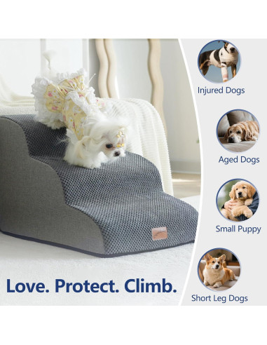 Escalera para Perros GoGoBunny 3 Pasos Gris 39.9 cm Antideslizante