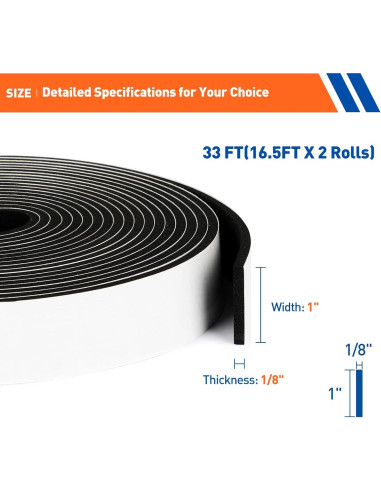 Sello de Puerta MAGZO con Burlete de Espuma 10.06 m Negro