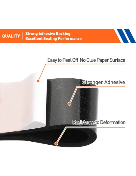 Sello de Puerta MAGZO con Burlete de Espuma 10.06 m Negro