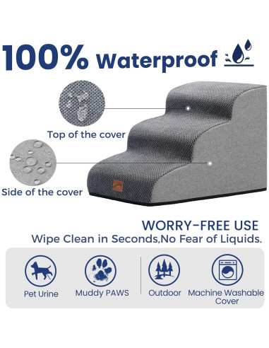 Escalera para Perros GoGoBunny 3 Pasos Gris 39.9 cm Antideslizante