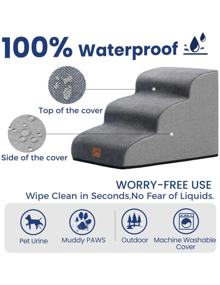 Escalera para Perros GoGoBunny 3 Pasos Gris 39.9 cm Antideslizante