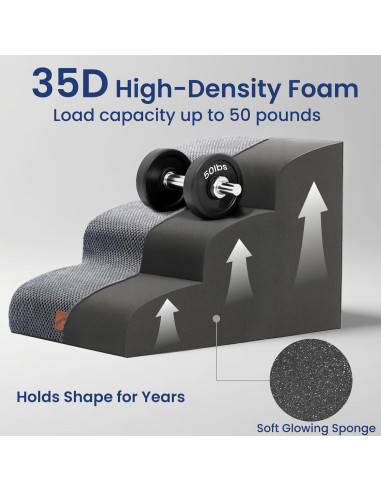 Escalera para Perros GoGoBunny 3 Pasos Gris 39.9 cm Antideslizante