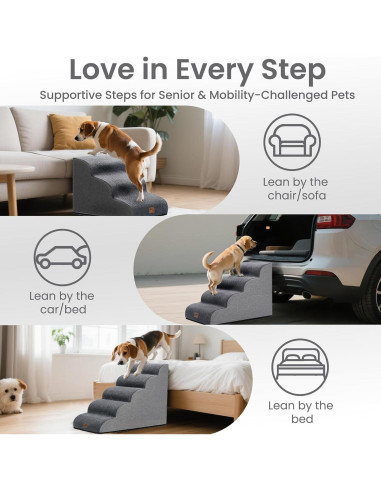 Escalera para Perros GoGoBunny 3 Pasos Gris 39.9 cm Antideslizante