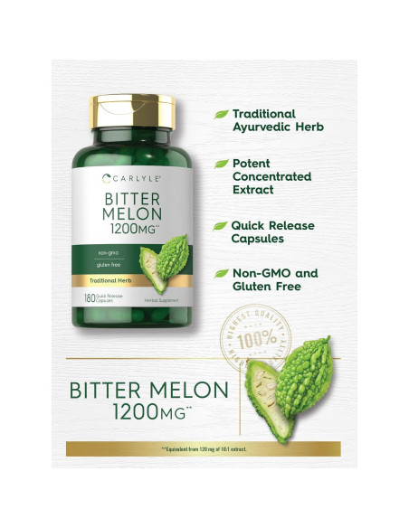 Cápsulas de Melón Amargo Carlyle 1200 mg - 180 Unidades - Sin OGM