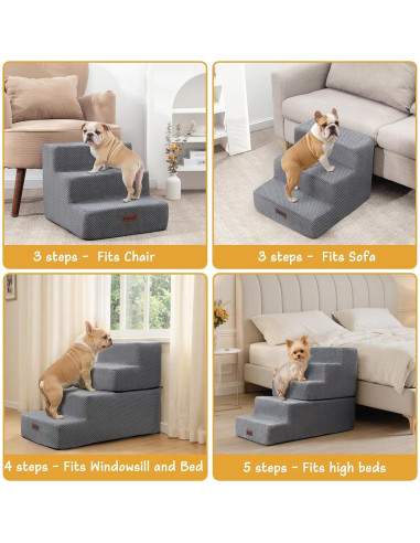 Escalera Antideslizante para Perros y Gatos Aodisman 3 Pasos 34.5 cm