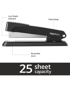 Grapadora de escritorio Amazon Basics negra 3 unidades 20 hojas 2