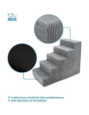 Escalera para Perros 5 Pasos Mejores Suministros Gris 57.15 cm