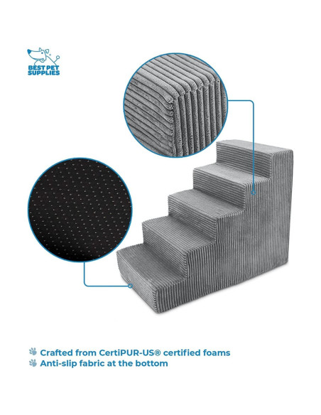 Escalera para Perros 5 Pasos Mejores Suministros Gris 57.15 cm