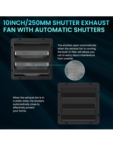 Ventilador de Escape HG Power 10" Bajo Ruido 647 CFM Negro