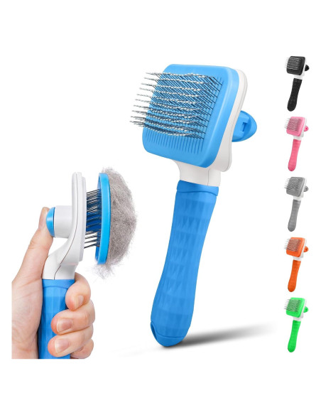 Cepillo Slicker Autolimpiante PWOD para Perros y Gatos Azul Cepillo Slicker Autolimpiante PWOD para Perros y Gatos Azul