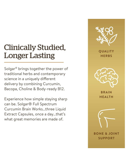 Suplemento Cognitivo Solgar Curcumina 90 Licaps - Memoria y Enfoque