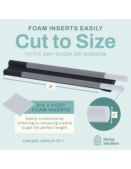 Tapón de Corrientes Home Intuition 91 cm Aislamiento Térmico Negro