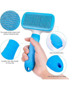 Cepillo Slicker Autolimpiante PWOD para Perros y Gatos Azul 2
