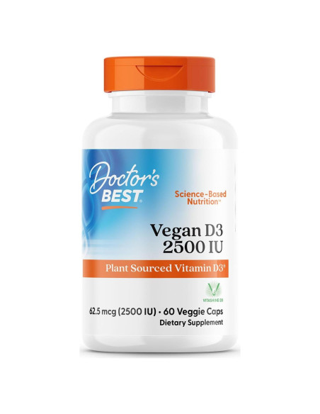 Vitamina D3 Vegana 2500 IU Doctor's Best 60 Cápsulas