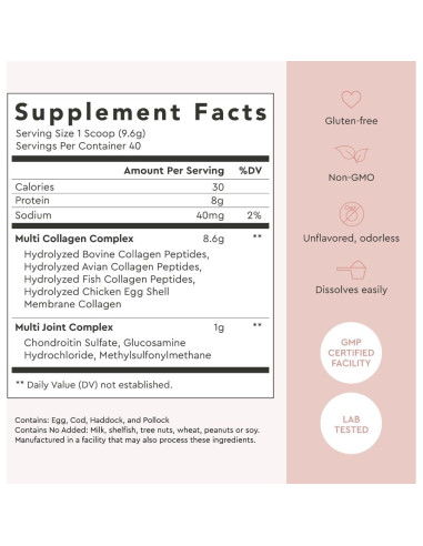 Alaya Polvo de Colágeno Múltiple Tipo I, II, III, V, X - 40 Porciones