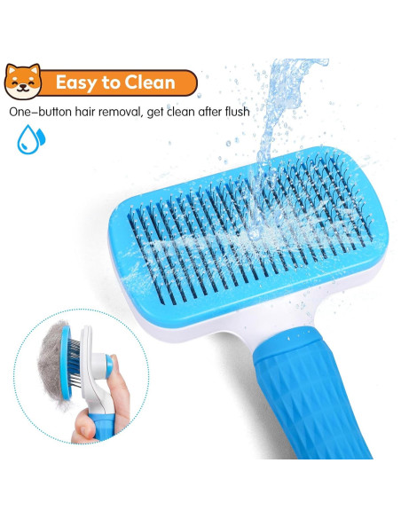 Cepillo Slicker Autolimpiante PWOD para Perros y Gatos Azul Cepillo Slicker Autolimpiante PWOD para Perros y Gatos Azul