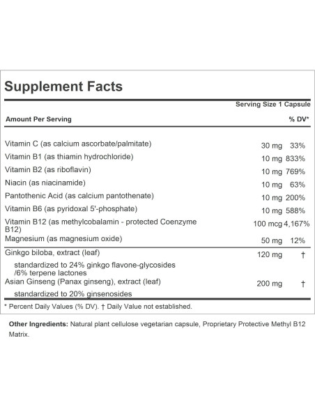 ANDREW LESSMAN Ginkgo 120 Plus Ginseng 200mg - 30 Cápsulas