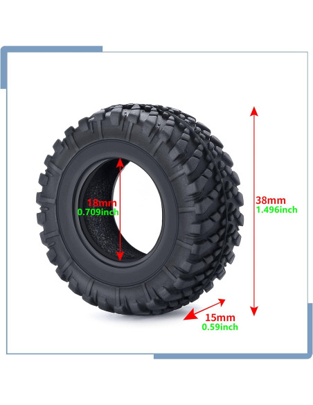 4 Neumáticos de Caucho Zolikar 38mm para Kyosho Mini Z 4x4