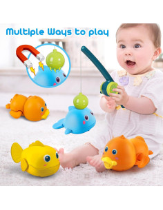 Juguetes de baño Dwi Dowellin para bebés - Juegos de pesca magnéticos 2