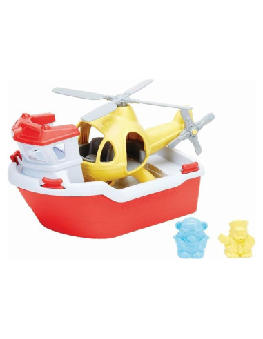 Barco de Rescate Green Toys con Helicóptero y Personajes