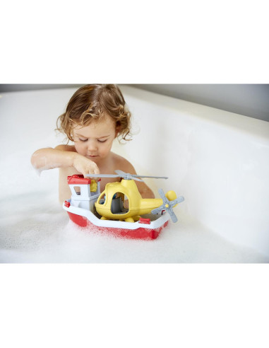 Barco de Rescate Green Toys con Helicóptero y Personajes