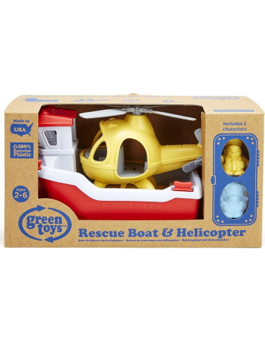 Barco de Rescate Green Toys con Helicóptero y Personajes