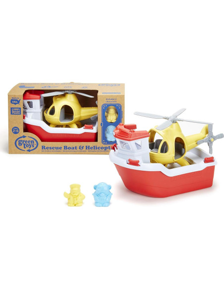 Barco de Rescate Green Toys con Helicóptero y Personajes