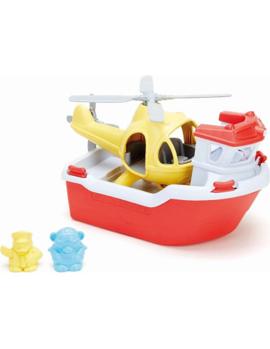 Barco de Rescate Green Toys con Helicóptero y Personajes