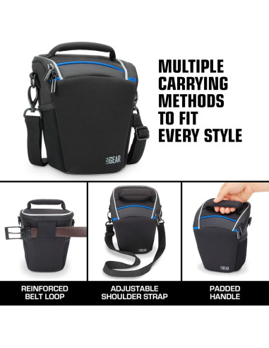 Funda para cámara DSLR USA Gear Negra con correa ajustable