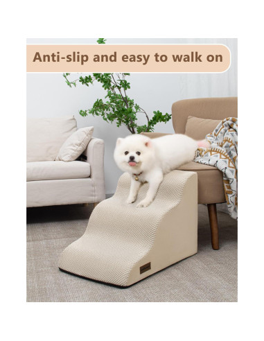 Escalera para Perros Aodisman 3 Pasos Beige Antideslizante