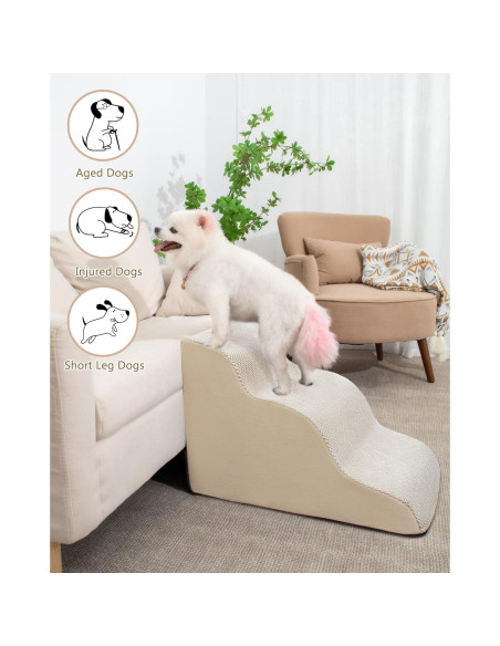 Escalera para Perros Aodisman 3 Pasos Beige Antideslizante