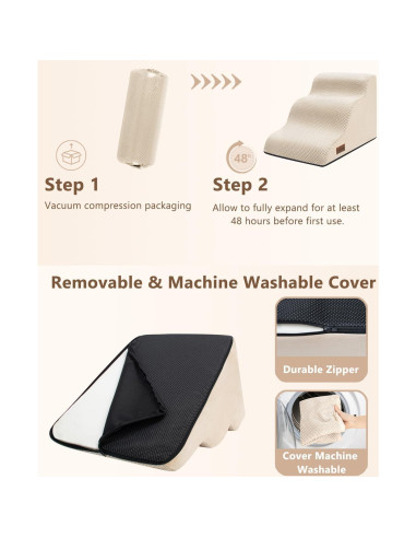 Escalera para Perros Aodisman 3 Pasos Beige Antideslizante