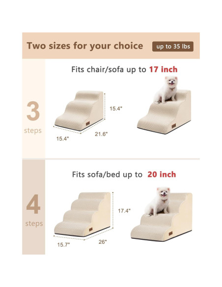Escalera para Perros Aodisman 3 Pasos Beige Antideslizante