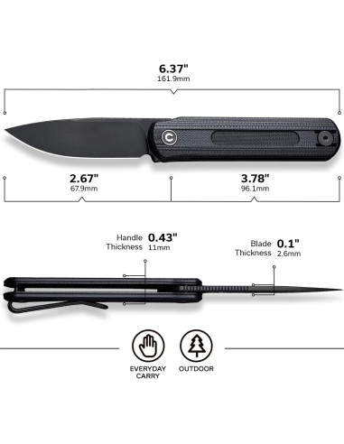Cuchillo Plegable CIVIVI Foldis 6.78 cm Acero Nitro-V Negro