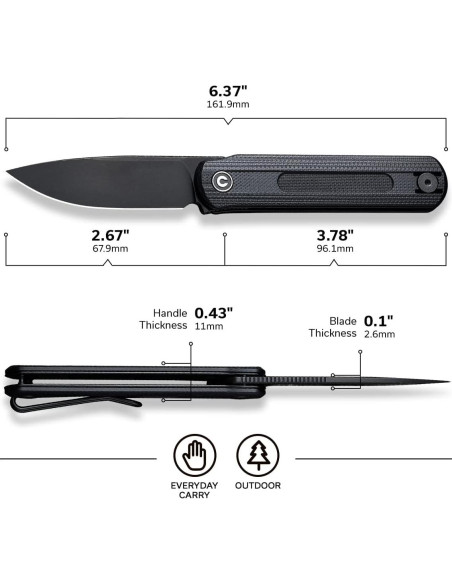 Cuchillo Plegable CIVIVI Foldis 6.78 cm Acero Nitro-V Negro