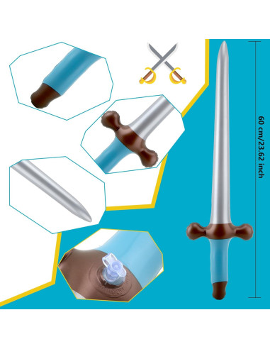 Paquete de 40 Espadas Inflables Pirata 60 cm Fahacop