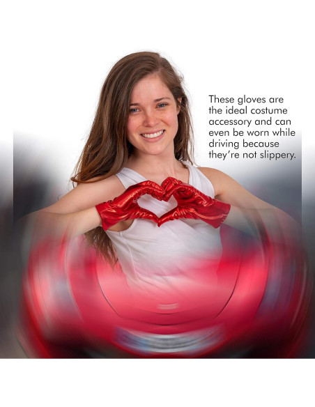 Guantes de disfraz rojos Skeleteen para cosplay - 22.86 cm Guantes de disfraz rojos Skeleteen para cosplay - 22.86 cm