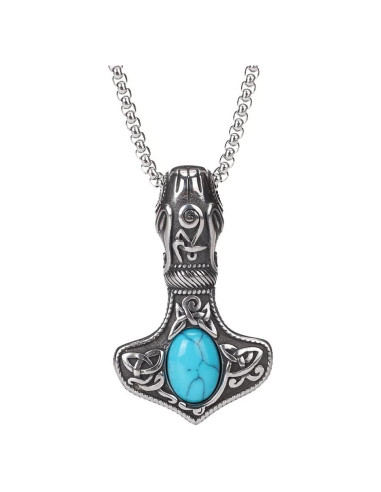 Collar Vikingos Martillo de Thor con Turquesa - Turtledove