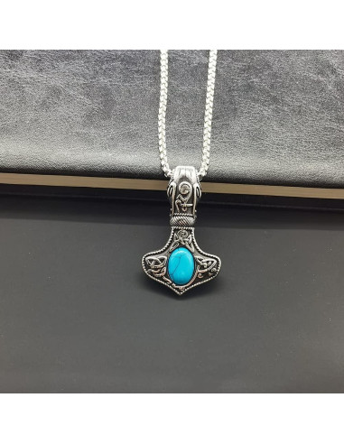 Collar Vikingos Martillo de Thor con Turquesa - Turtledove
