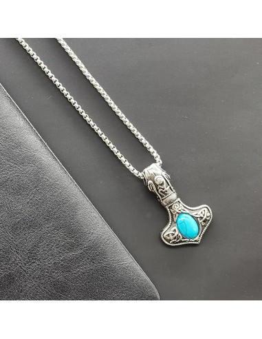 Collar Vikingos Martillo de Thor con Turquesa - Turtledove