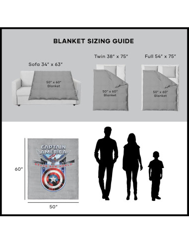 Manta de Toque de Seda Marvel Captain America 127x152 cm