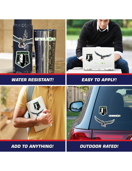 Set de 3 Calcomanías Capitán América Halcón Verde - Vinilo Premium