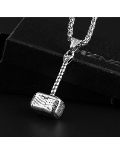 Collar de Acero Inoxidable HZMAN Martillo 55.88 cm Plata 2