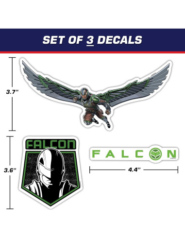Set de 3 Calcomanías Capitán América Halcón Verde - Vinilo Premium