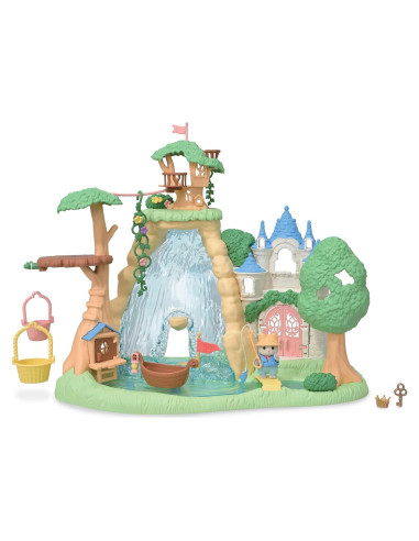 Cascadas del Bosque Secreto Calico Critters con Bebé Husky