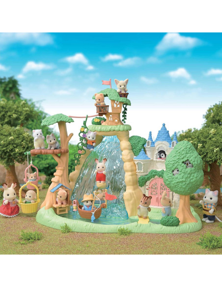 Cascadas del Bosque Secreto Calico Critters con Bebé Husky