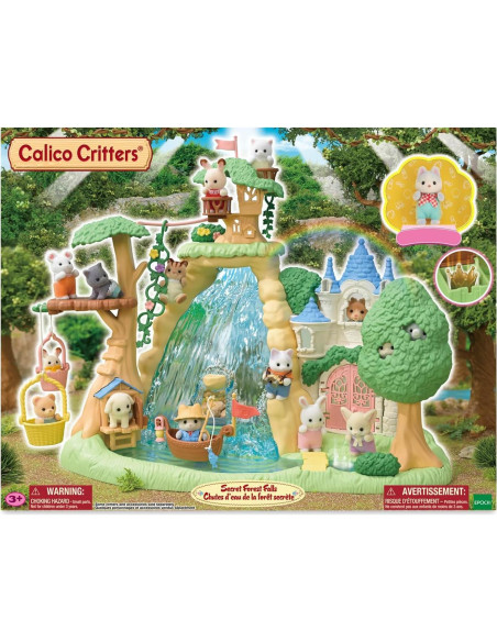 Cascadas del Bosque Secreto Calico Critters con Bebé Husky
